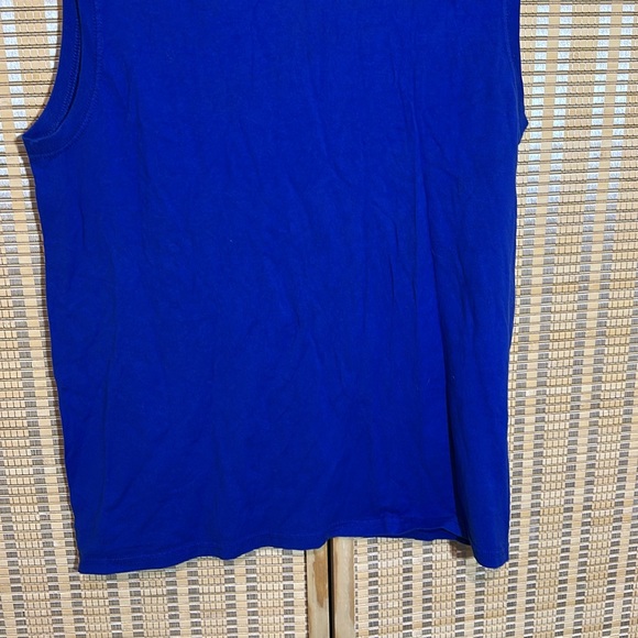 Fruit of the Loom Platinum Bright Blue Tank Top Lime Green Trim Men's Medium - Picture 3 of 13